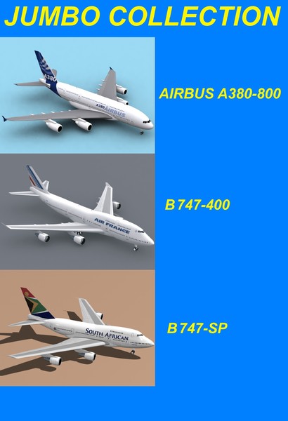 3d model jumbo airbus a380-800 - A380 747-400 747-SP - Jumbo Collection by PedroFaut